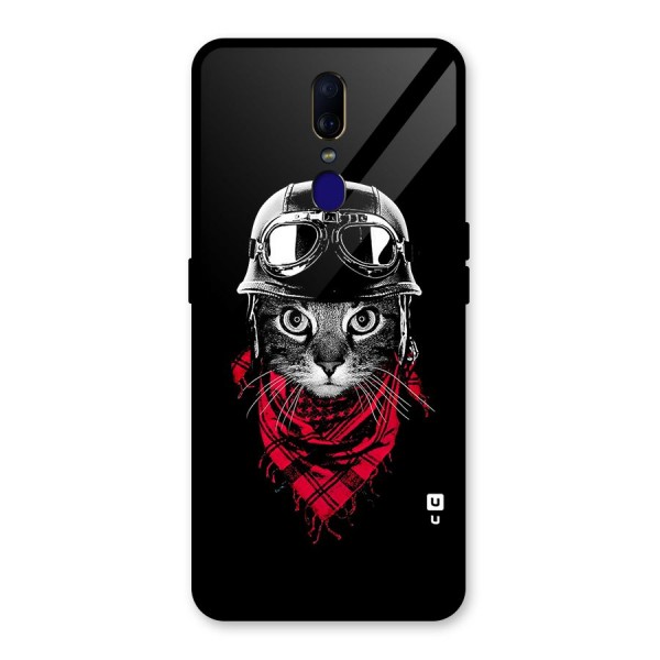 Cool Biker Cat Glass Back Case for Oppo F11