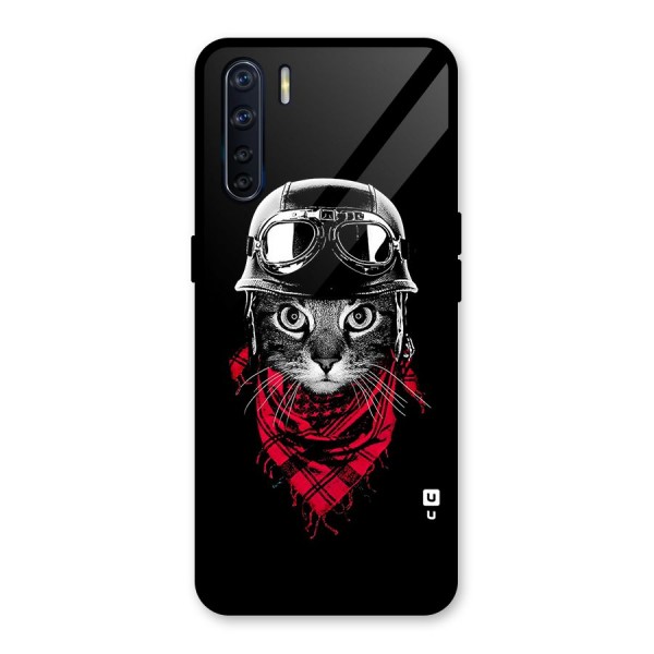 Cool Biker Cat Glass Back Case for Oppo F15