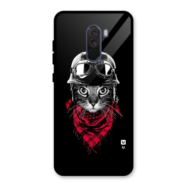 Cool Biker Cat Glass Back Case for Poco F1