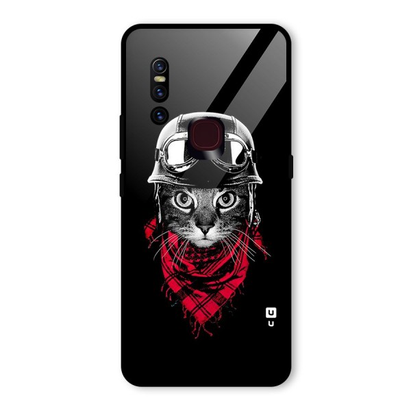 Cool Biker Cat Glass Back Case for Vivo V15