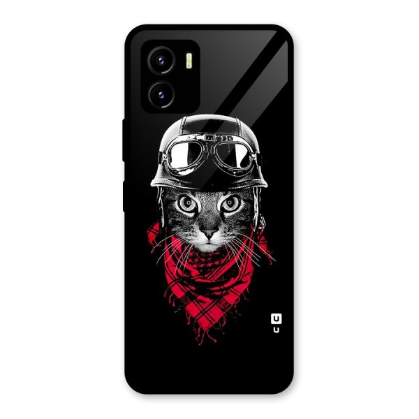 Cool Biker Cat Glass Back Case for Vivo Y15s