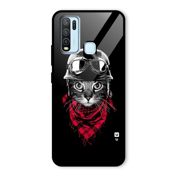 Cool Biker Cat Glass Back Case for Vivo Y30