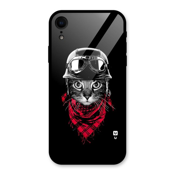 Cool Biker Cat Glass Back Case for XR