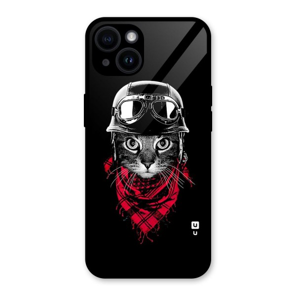 Cool Biker Cat Glass Back Case for iPhone 14