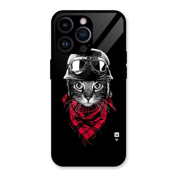 Cool Biker Cat Glass Back Case for iPhone 14 Pro Max