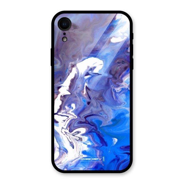 Cool Blue Marble Texture Glass Back Case for XR