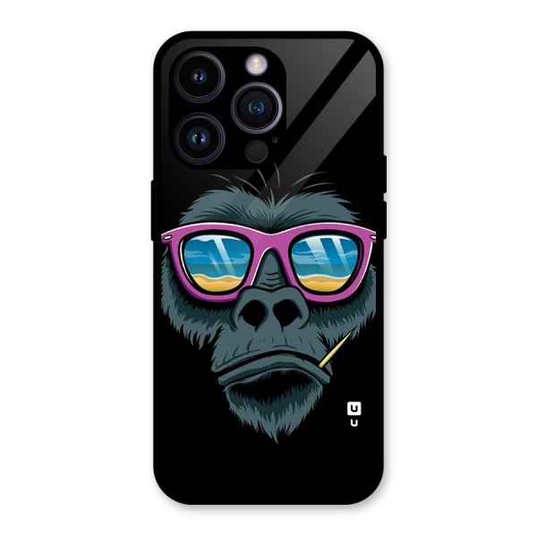 Cool Monkey Beach Sunglasses Glass Back Case for iPhone 14 Pro