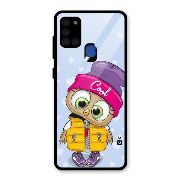 Cool Owl Glass Back Case for Galaxy A21s