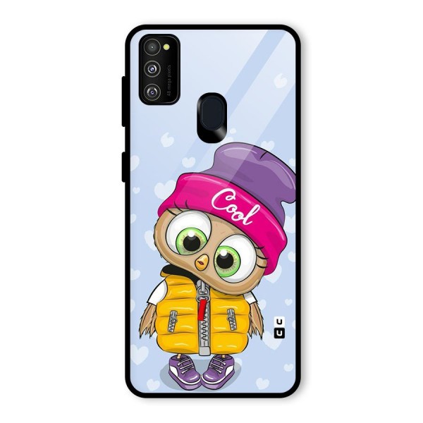 Cool Owl Glass Back Case for Galaxy M21