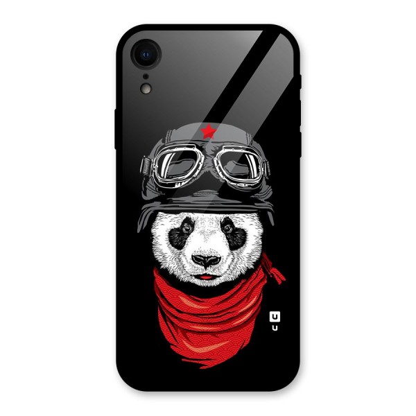 Cool Panda Soldier Art Glass Back Case for XR