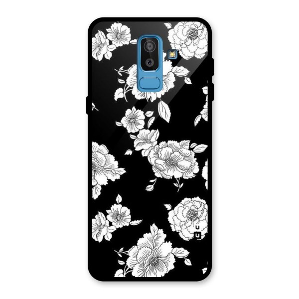 Cool Pattern Flowers Glass Back Case for Galaxy J8