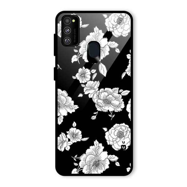 Cool Pattern Flowers Glass Back Case for Galaxy M21