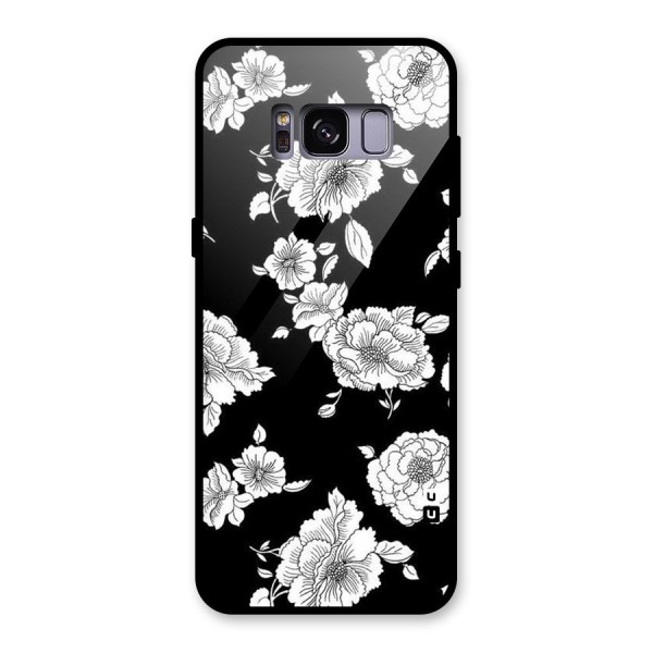 Cool Pattern Flowers Glass Back Case for Galaxy S8