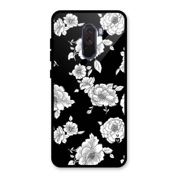 Cool Pattern Flowers Glass Back Case for Poco F1