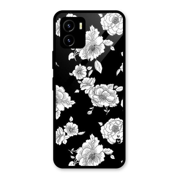 Cool Pattern Flowers Glass Back Case for Vivo Y15s