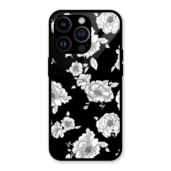 Cool Pattern Flowers Glass Back Case for iPhone 14 Pro