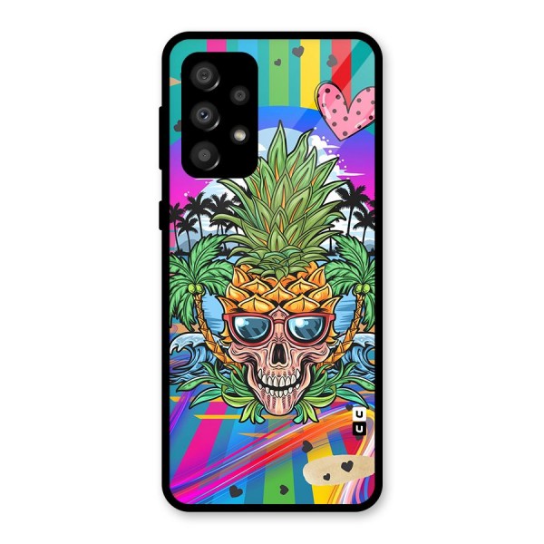 Cool Pineapple Skull Glass Back Case for Galaxy A32