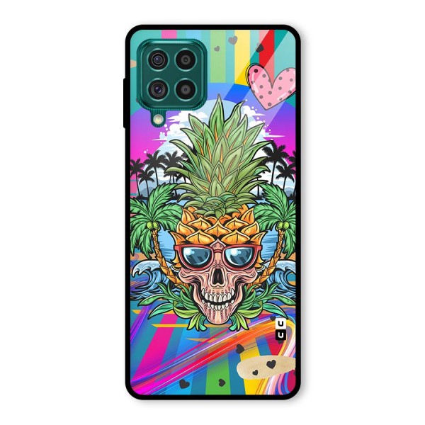 Cool Pineapple Skull Glass Back Case for Galaxy F62