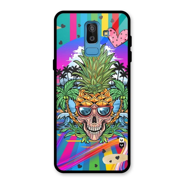 Cool Pineapple Skull Glass Back Case for Galaxy J8