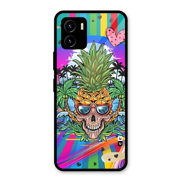 Cool Pineapple Skull Glass Back Case for Vivo Y15s