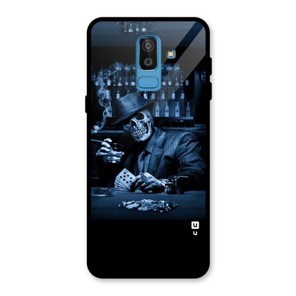 Cool Skull Cards Glass Back Case for Galaxy J8