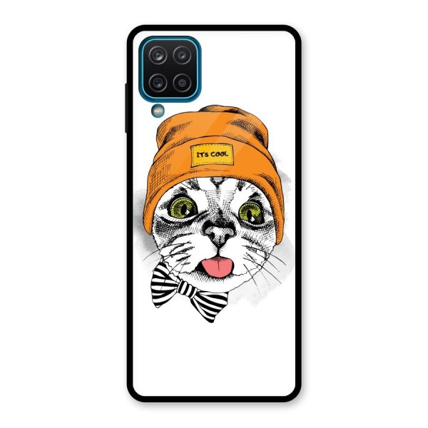 Cool cat Glass Back Case for Galaxy A12