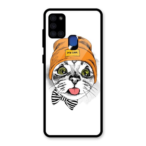 Cool cat Glass Back Case for Galaxy A21s