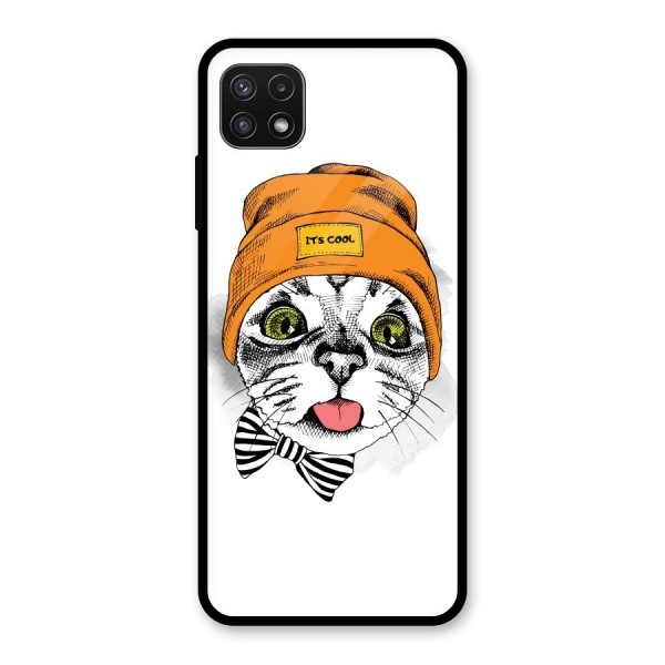 Cool cat Glass Back Case for Galaxy A22 5G