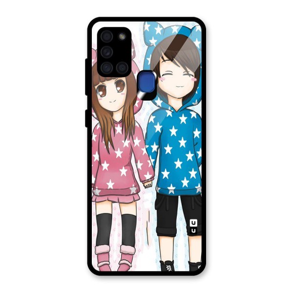 Couple In Stars Glass Back Case for Galaxy A21s