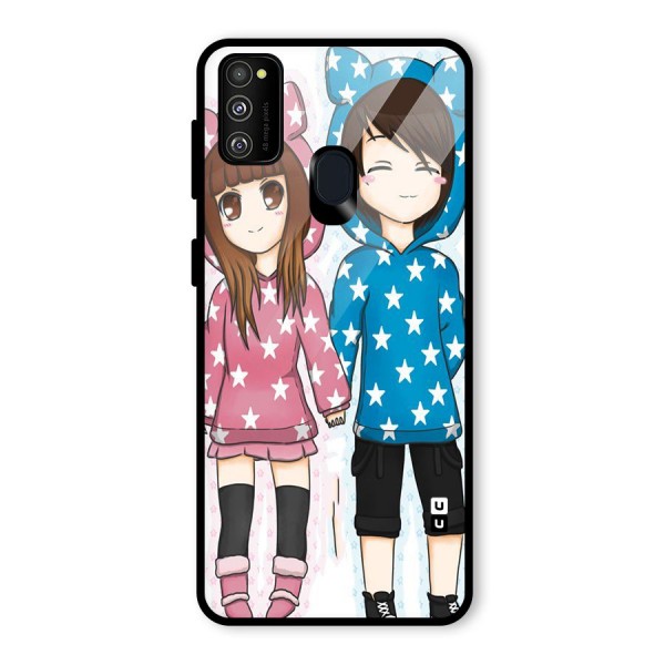 Couple In Stars Glass Back Case for Galaxy M21