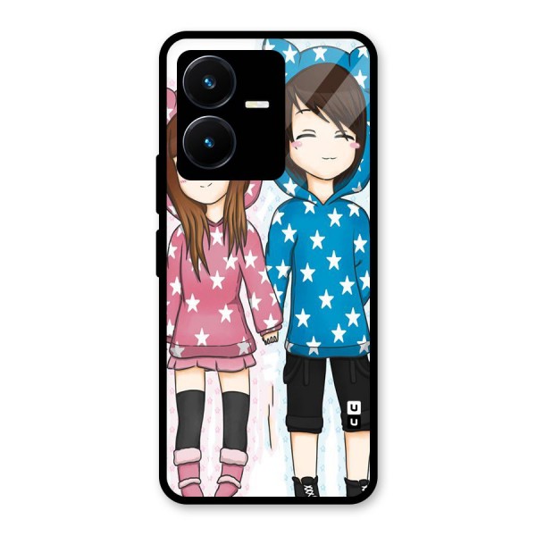 Couple In Stars Glass Back Case for Vivo Y22