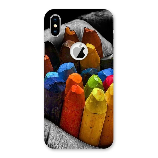 Crayons Beautiful Back Case for iPhone XS Logo Cut