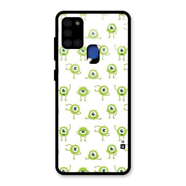 Crazy Green Maniac Glass Back Case for Galaxy A21s