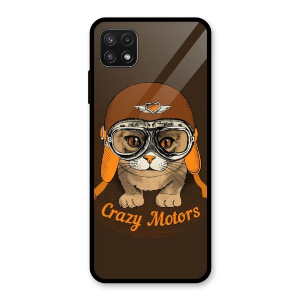 Crazy cat Glass Back Case for Galaxy A22 5G