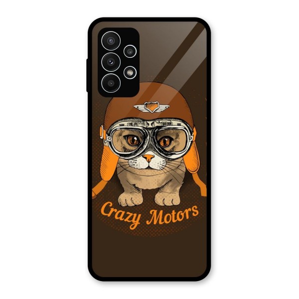 Crazy cat Glass Back Case for Galaxy A23