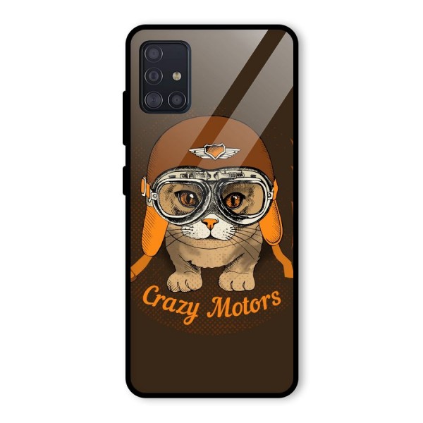 Crazy cat Glass Back Case for Galaxy A51