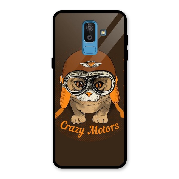 Crazy cat Glass Back Case for Galaxy J8