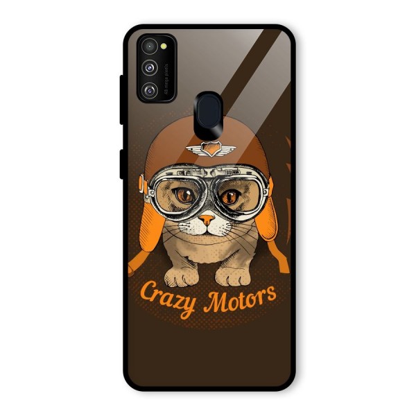 Crazy cat Glass Back Case for Galaxy M21