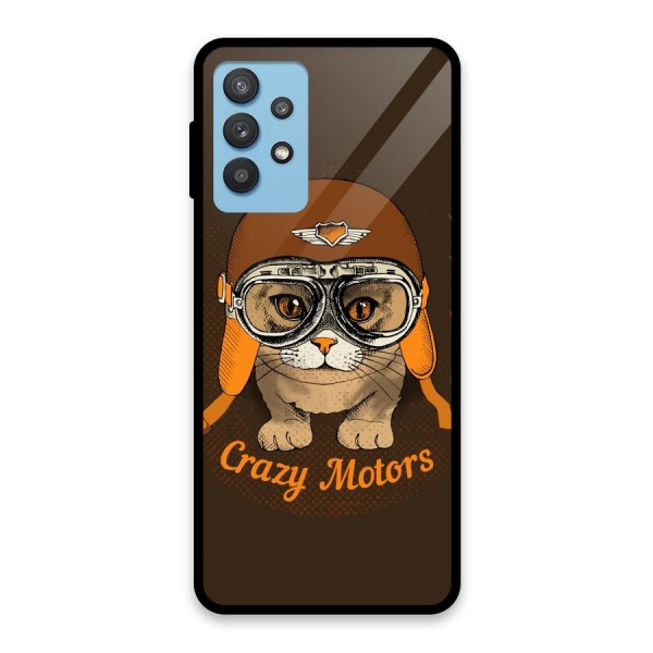 Crazy cat Glass Back Case for Galaxy M32 5G