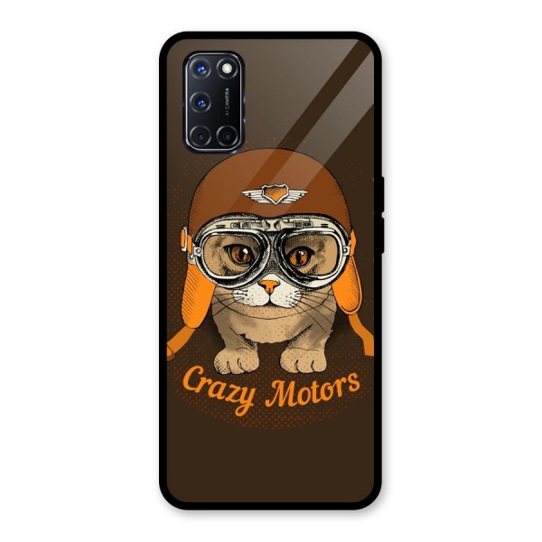 Crazy cat Glass Back Case for Oppo A52