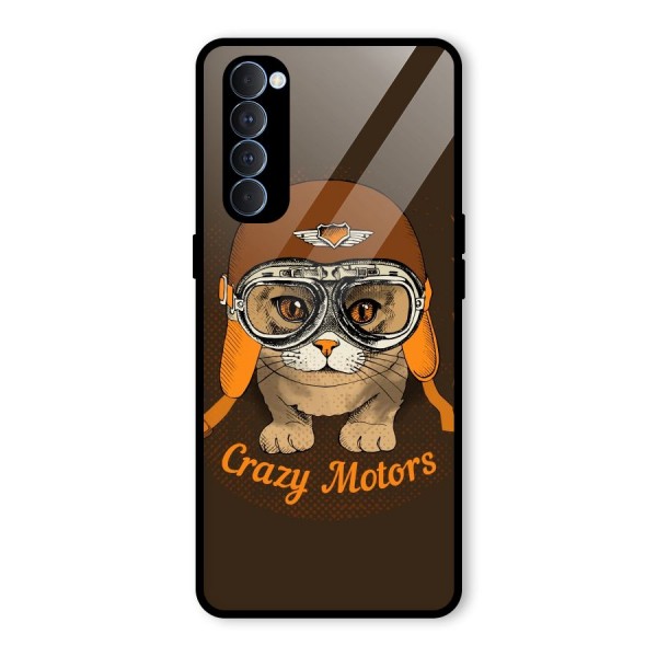 Crazy cat Glass Back Case for Oppo Reno4 Pro