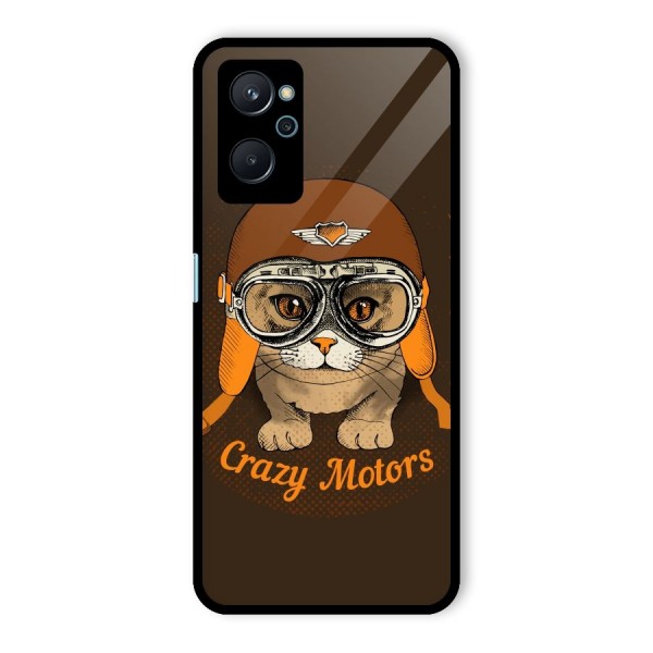 Crazy cat Glass Back Case for Realme 9i