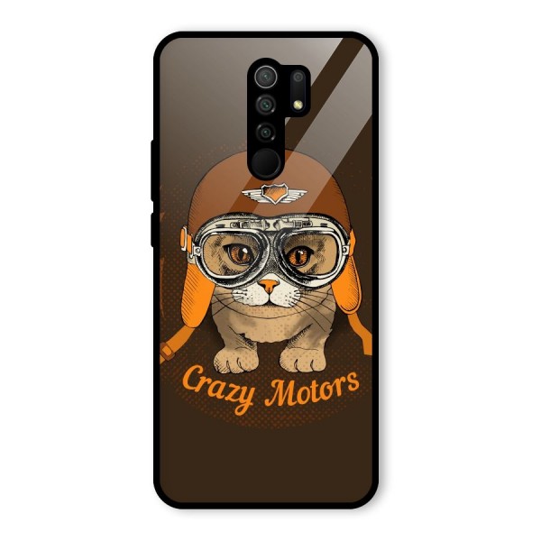 Crazy cat Glass Back Case for Redmi 9 Prime