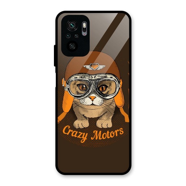 Crazy cat Glass Back Case for Redmi Note 10