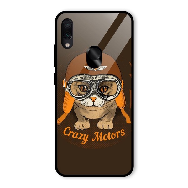 Crazy cat Glass Back Case for Redmi Note 7