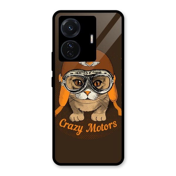 Crazy cat Glass Back Case for Vivo T1 Pro