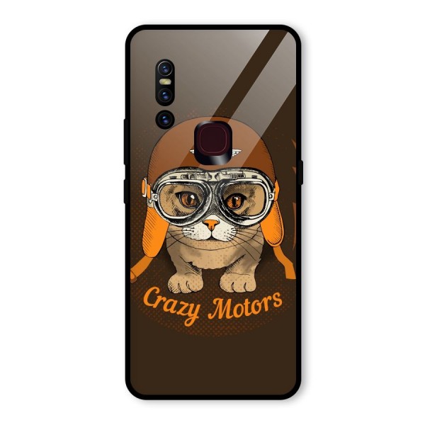 Crazy cat Glass Back Case for Vivo V15