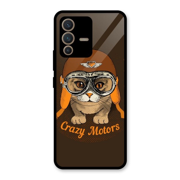 Crazy cat Glass Back Case for Vivo V23 5G