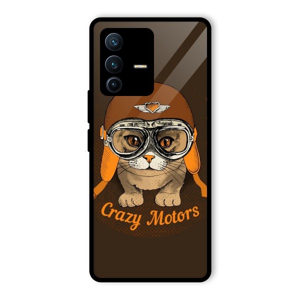 Crazy cat Glass Back Case for Vivo V23 Pro