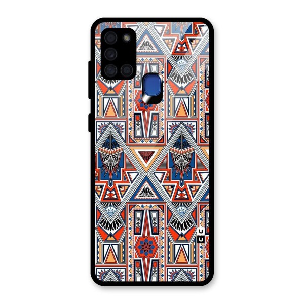 Creative Aztec Art Glass Back Case for Galaxy A21s